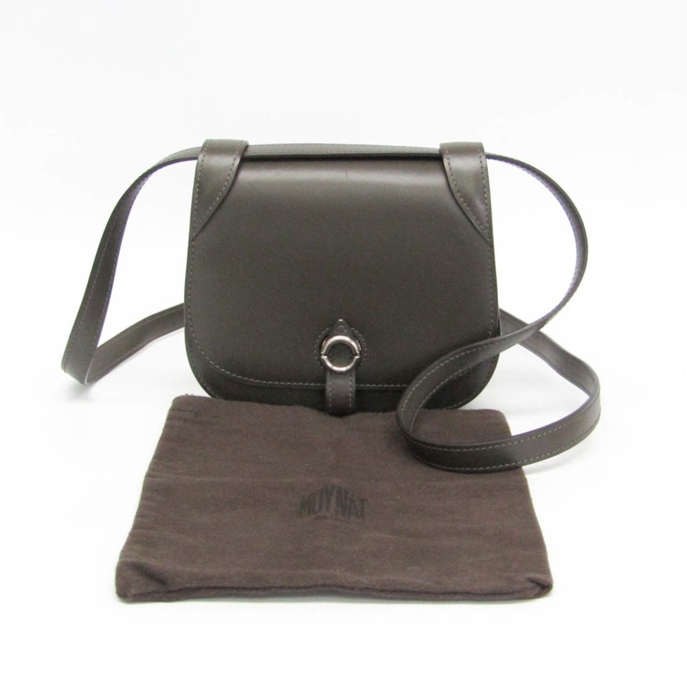 Moynat Women's Leather Shoulder Bag Dark Khaki - Picture 2 of 10